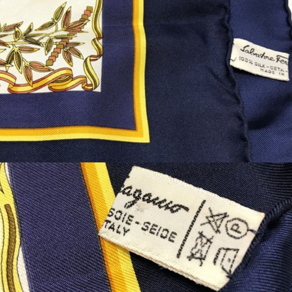 SALVATORE FERRAGAMO Silk Scarf Navy - Picture 4 of 10